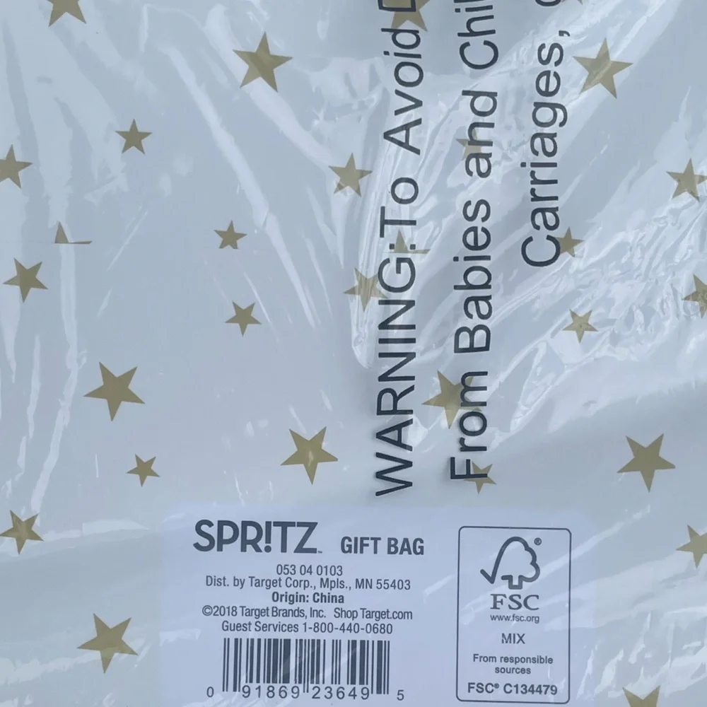 Spritz Re-Useable Twinkle Twinkle Little Star Gift Bags,‎ Set of 4, NIP